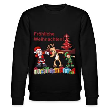 Fröhliche Weihnachten Dabbing! - Stanley/Stella Unisex Bio-Sweatshirt CHANGER  - Schwarz - Vorne - Nik (191cm) & Marisol (170cm)