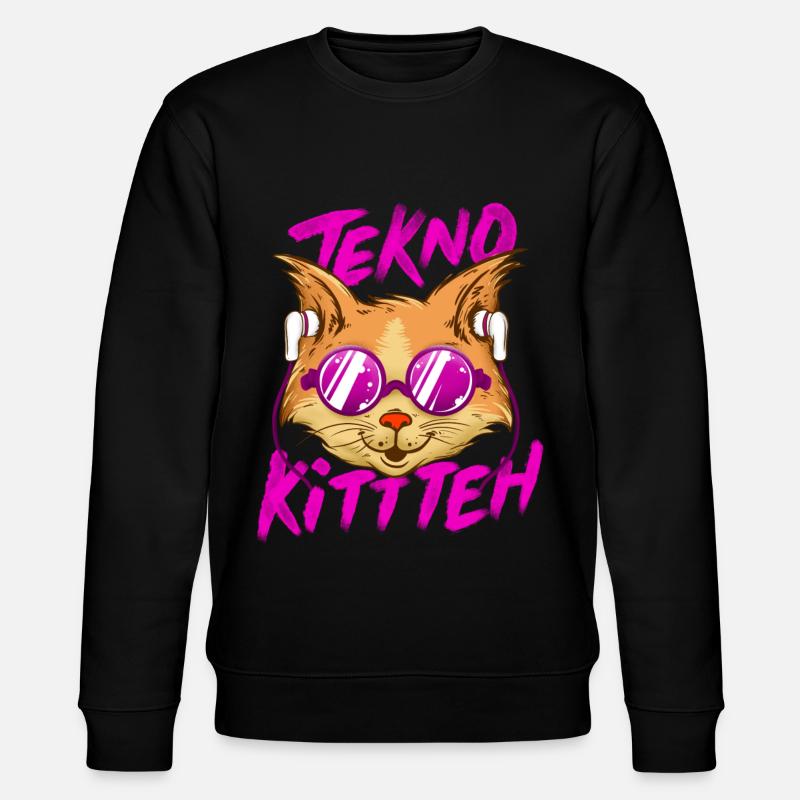 Tekno Underground Raver Techno cat - Stanley/Stella CHANGER Unisex Organic Sweatshirt - black