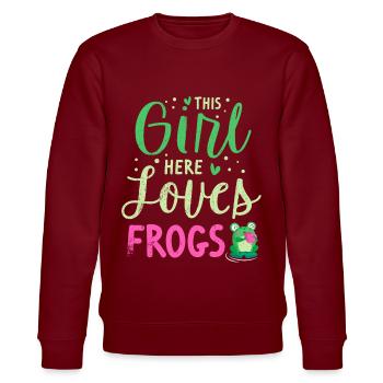 Frosch - Stanley/Stella Unisex Bio-Sweatshirt CHANGER  - Burgunderrot - Vorne - Nik (191cm) & Marisol (170cm)
