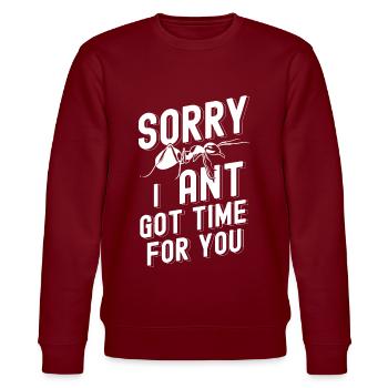 Ant Insect Gift Nature Vermin Bug Ant - Stanley/Stella CHANGER Unisex Organic Sweatshirt - burgundy - Front - Nik (191cm) & Marisol (170cm)