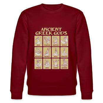 Antike griechische Mythologie mit griechischen Gö - Stanley/Stella Unisex Bio-Sweatshirt CHANGER  - Burgunderrot - Vorne - Nik (191cm) & Marisol (170cm)