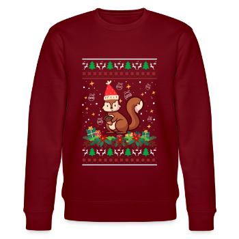 squirrel Ugly Christmas Christmas Xmas - Stanley/Stella CHANGER Unisex Organic Sweatshirt - burgundy - Front - Nik (191cm) & Marisol (170cm)