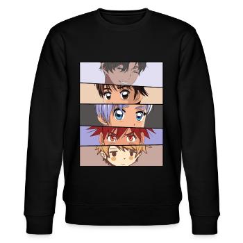 Anime Boys Gesicht Augen - Stanley/Stella Unisex Bio-Sweatshirt CHANGER  - Schwarz - Vorne - Nik (191cm) & Marisol (170cm)