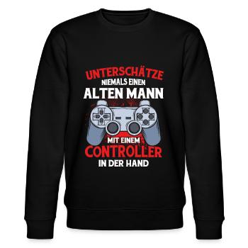Zocker Geschenk Junge Gamer Controller Zocken - Stanley/Stella Unisex Bio-Sweatshirt CHANGER  - Schwarz - Vorne - Nik (191cm) & Marisol (170cm)