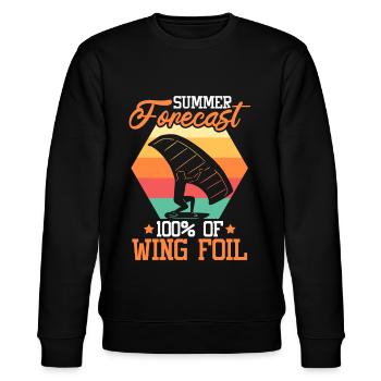 Wingsurfing Foil Wing Wing Boarding Wing Foiling - Stanley/Stella Unisex Bio-Sweatshirt CHANGER  - Schwarz - Vorne - Nik (191cm) & Marisol (170cm)