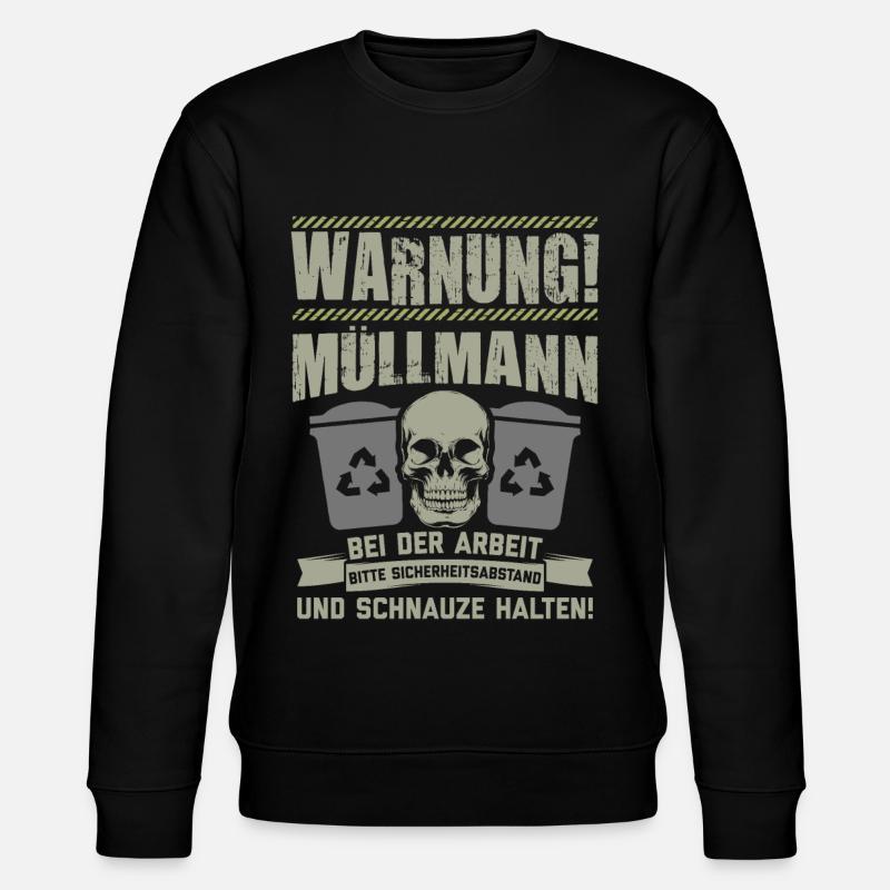 Müllmann Müllabfuhr Müllwerker Mülllader Geschenk - Stanley/Stella Unisex Bio-Sweatshirt CHANGER  - Schwarz