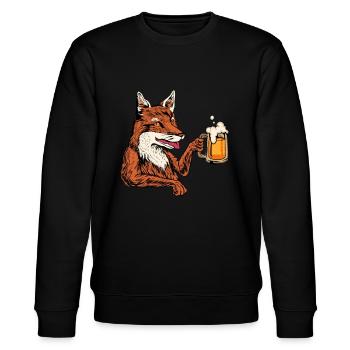 Prost - Fuchs trinkt Bier - Bierfest - Stanley/Stella Unisex Bio-Sweatshirt CHANGER  - Schwarz - Vorne - Nik (191cm) & Marisol (170cm)