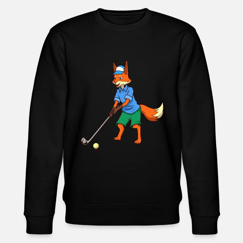 Comic Fuchs spielt Golf - Golfer - Stanley/Stella Unisex Bio-Sweatshirt CHANGER  - Schwarz