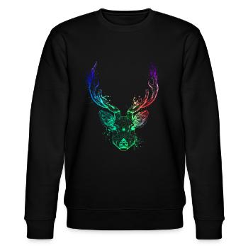 Farbenfroher Hirschkopf - Stanley/Stella Unisex Bio-Sweatshirt CHANGER  - Schwarz - Vorne - Nik (191cm) & Marisol (170cm)