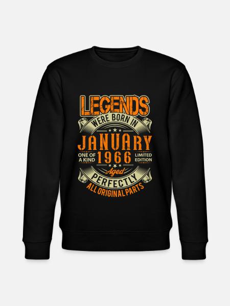 1966 Januar Fødselsdag Legend - Stanley/Stella økologisk unisex-sweatshirt CHANGER  - sort