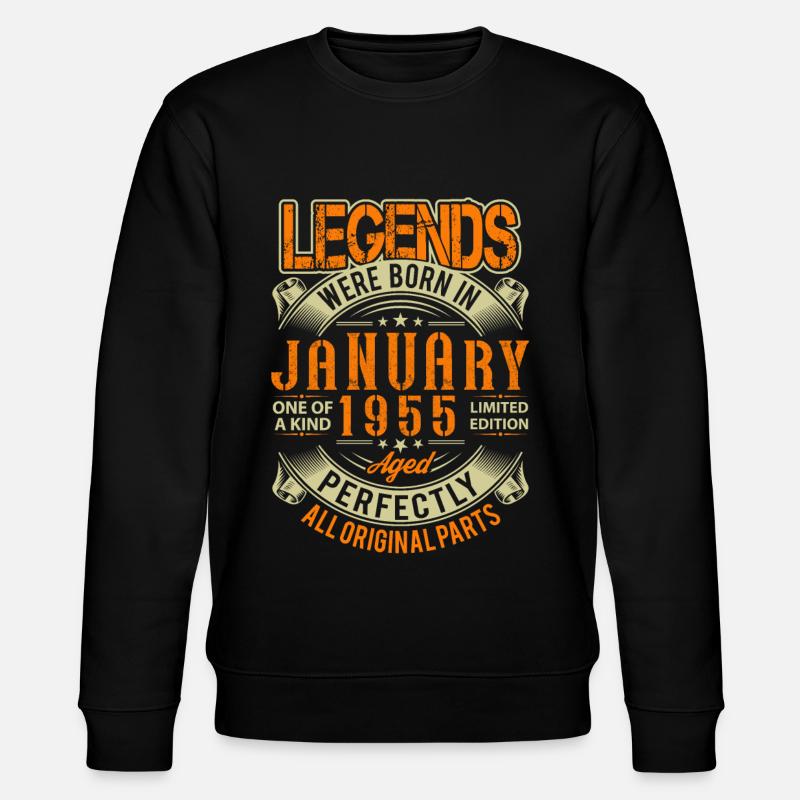 1955 January Birthday Legend - Stanley/Stella CHANGER Unisex Organic Sweatshirt - black
