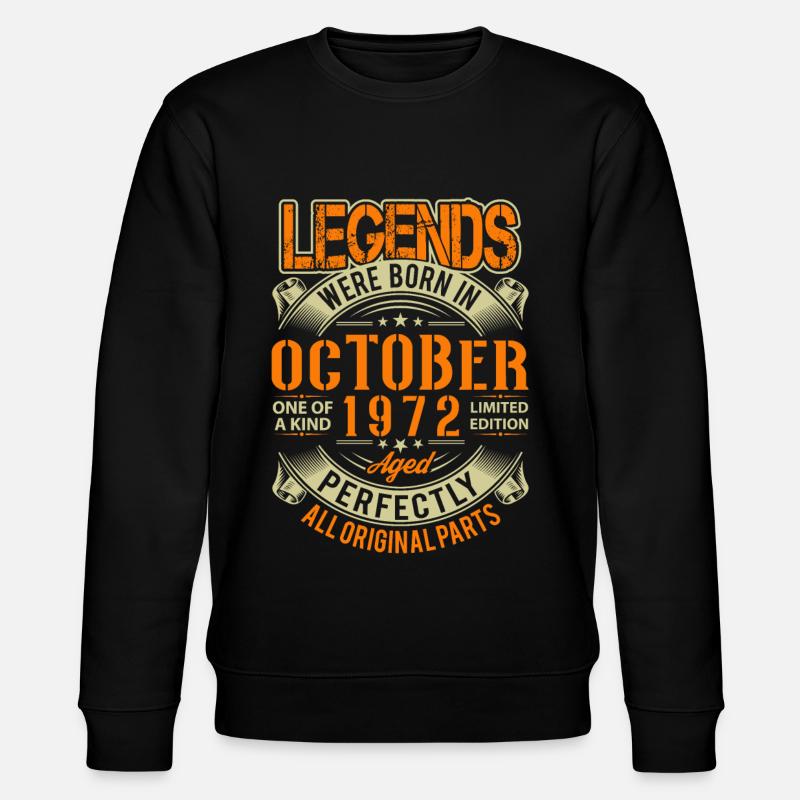1972 Octobre Légende d’anniversaire - Sweat bio CHANGER Stanley/Stella Unisexe - noir