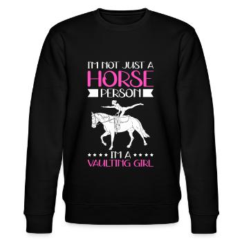 Voltigieren Pferdesport Reitsport Pferde Geschenk - Stanley/Stella Unisex Bio-Sweatshirt CHANGER  - Schwarz - Vorne - Nik (191cm) & Marisol (170cm)