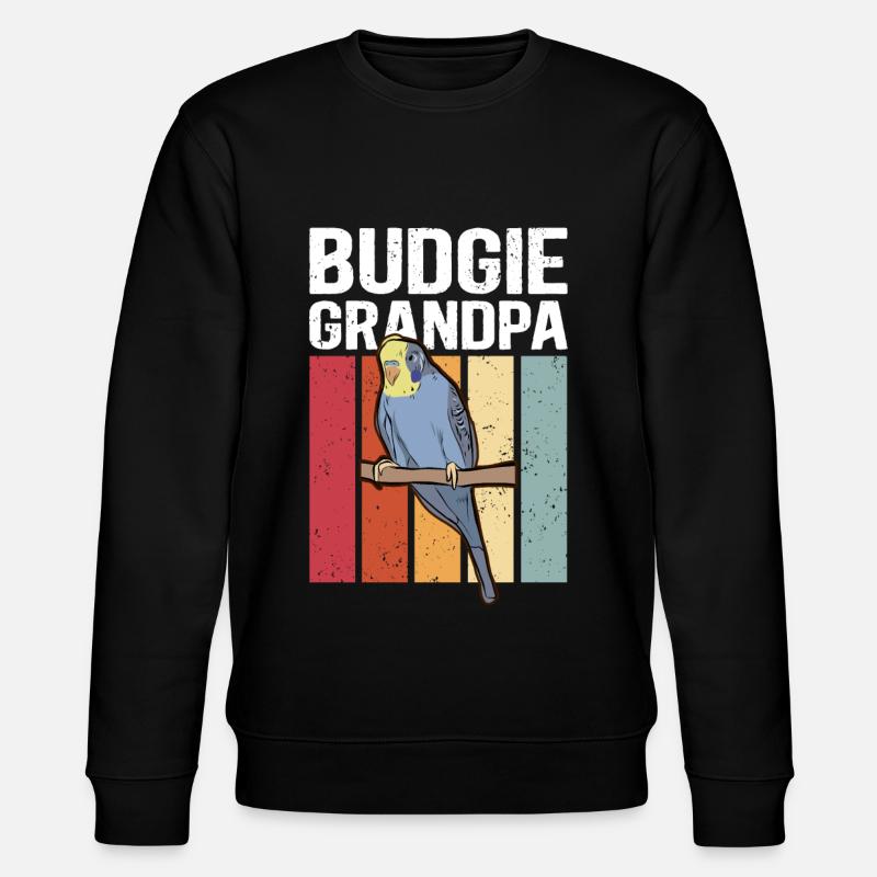 Budgerigar Grandpa | Budgerigars Gift - Stanley/Stella CHANGER Unisex Organic Sweatshirt - black