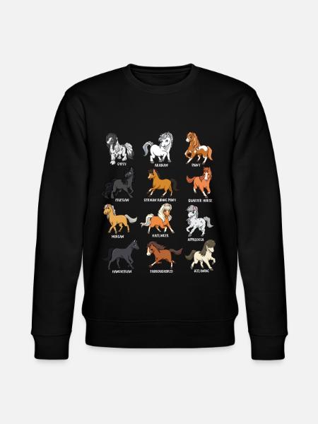 Tegneserie Kawaii Heste - Hestemotiv - Stanley/Stella økologisk unisex-sweatshirt CHANGER - sort