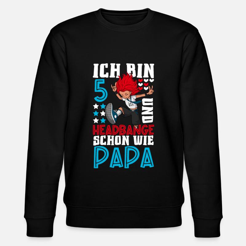 Ich bin 5 - Mädchen Rocker - Stanley/Stella Unisex Bio-Sweatshirt CHANGER  - Schwarz