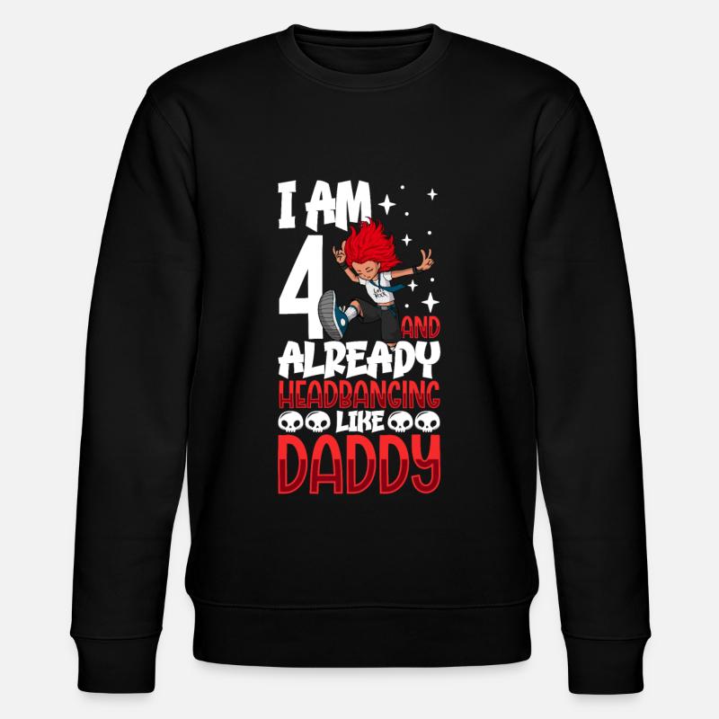 Ich bin 4 - Mädchen Rocker - Stanley/Stella Unisex Bio-Sweatshirt CHANGER  - Schwarz