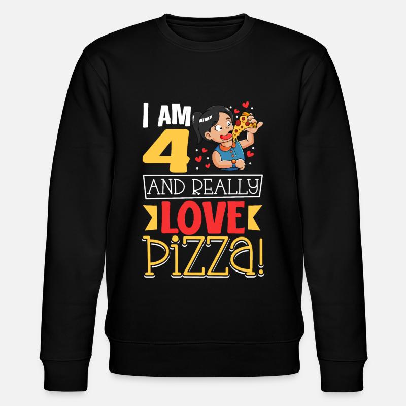 Ich bin 4 - Mädchen Pizza - Stanley/Stella Unisex Bio-Sweatshirt CHANGER  - Schwarz