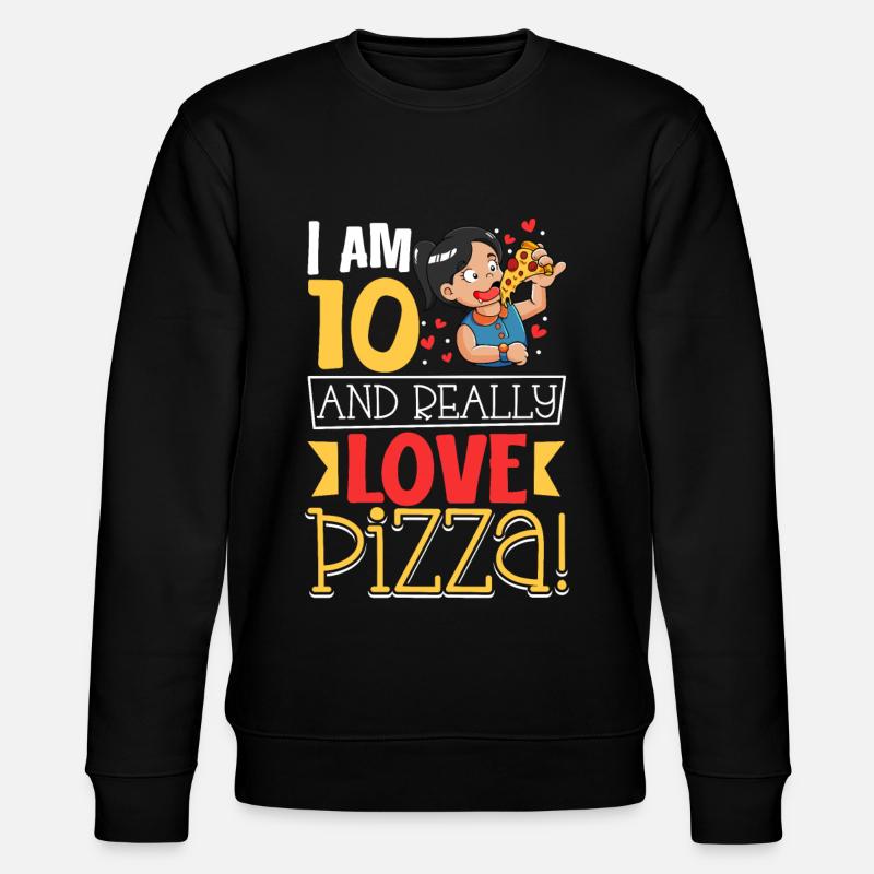 Ich bin 10 - Mädchen Pizza - Stanley/Stella Unisex Bio-Sweatshirt CHANGER - Schwarz