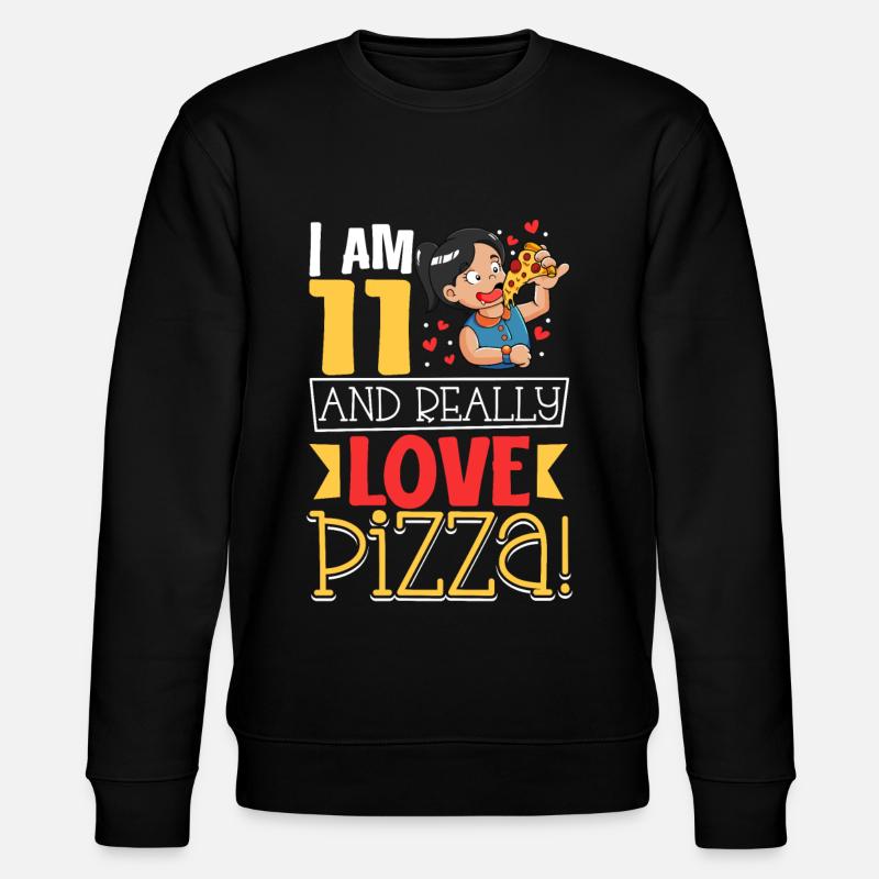 Ich bin 11 - Mädchen Pizza - Stanley/Stella Unisex Bio-Sweatshirt CHANGER  - Schwarz