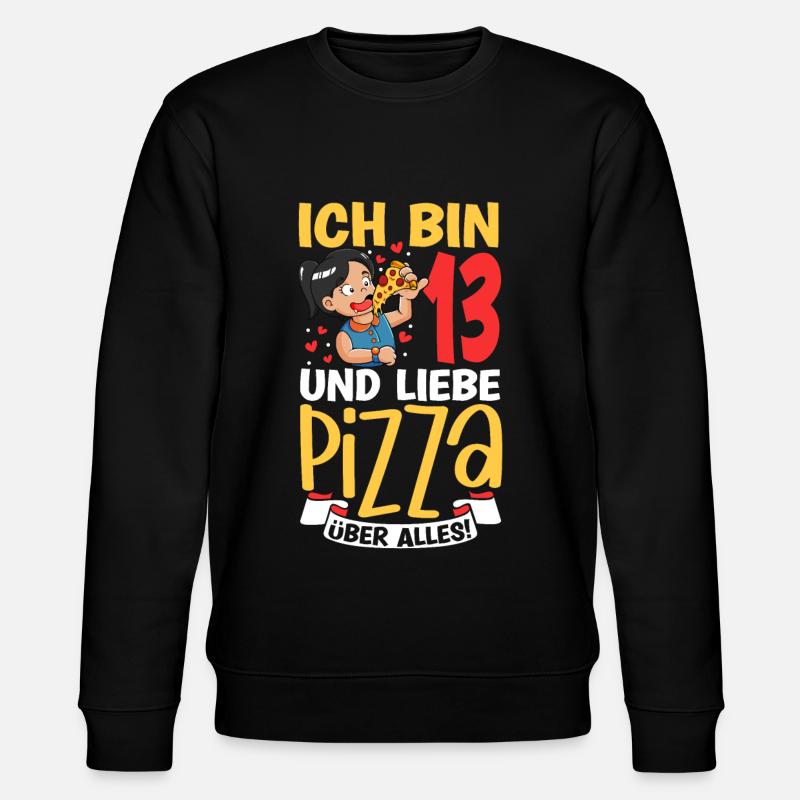 Ich bin 13 - Mädchen Pizza - Stanley/Stella Unisex Bio-Sweatshirt CHANGER  - Schwarz
