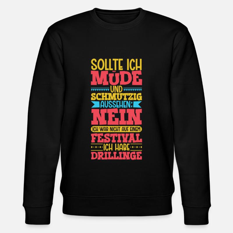 Müde und schmutzig - Drillinge - Stanley/Stella Unisex Bio-Sweatshirt CHANGER  - Schwarz
