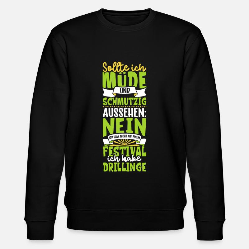 Müde und schmutzig - Drillinge - Stanley/Stella Unisex Bio-Sweatshirt CHANGER  - Schwarz