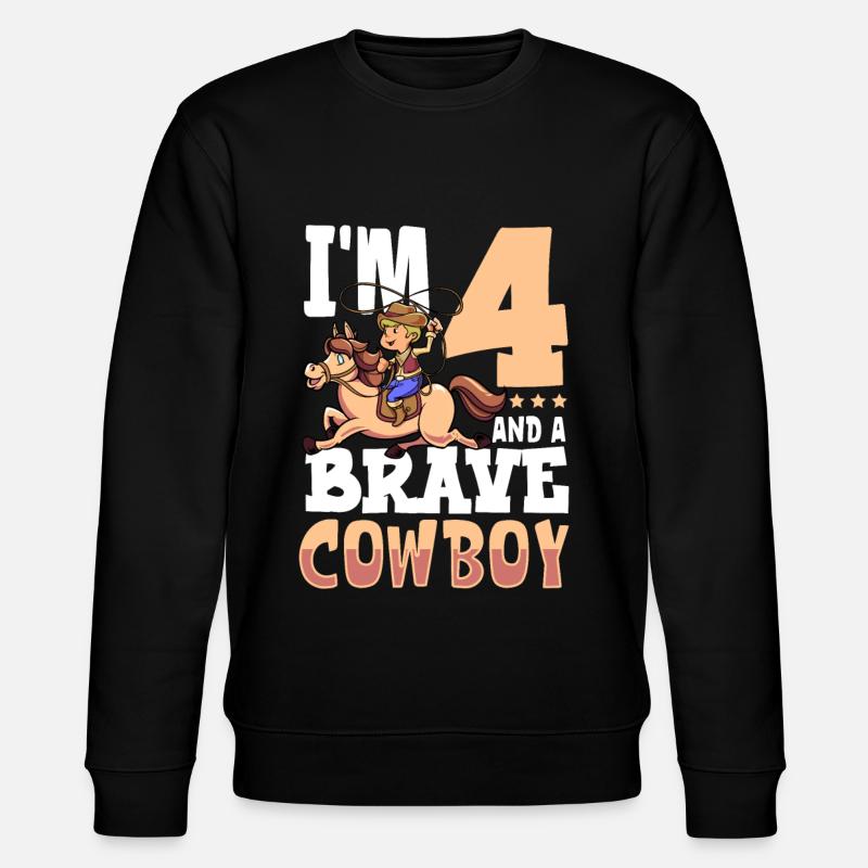 I'm 4 - Boy Cowboy - Stanley/Stella CHANGER Unisex Organic Sweatshirt - black