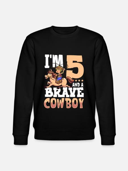 I'm 5 - Boy Cowboy - Stanley/Stella CHANGER Unisex Organic Sweatshirt - black