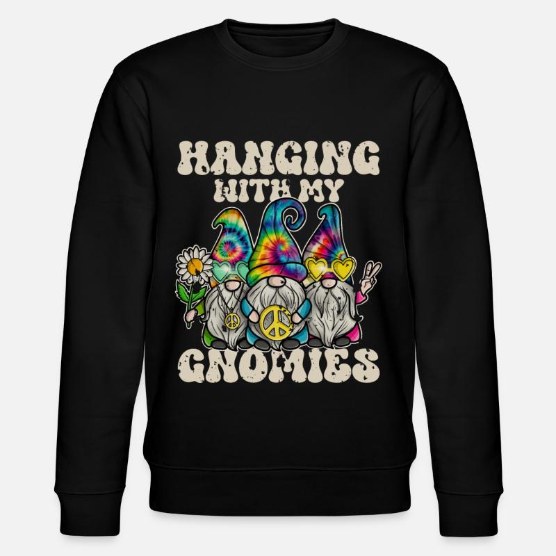 Hippie Gnomes Peace Tie Dye - Stanley/Stella CHANGER Unisex Organic Sweatshirt - black