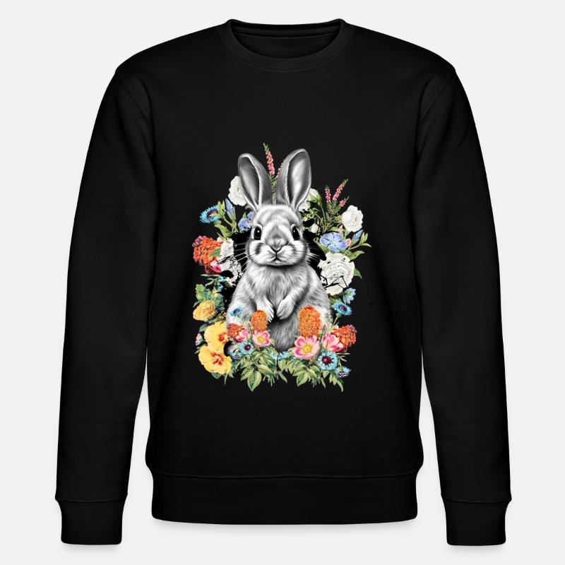 Lapin Lapin Fleurs - Sweat bio CHANGER Stanley/Stella Unisexe - noir