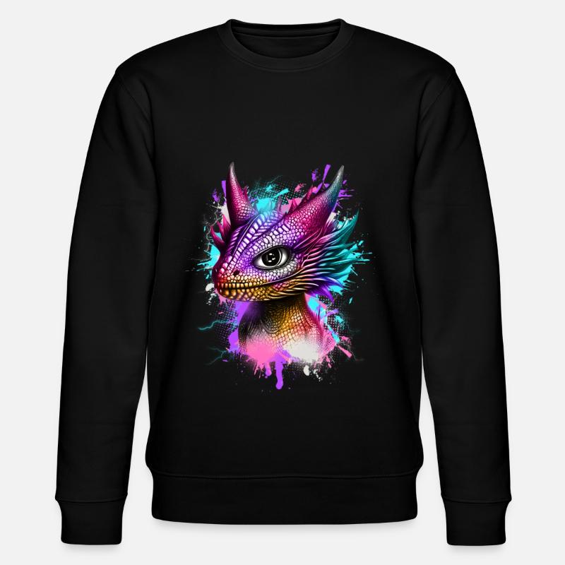 Kleiner Drache Bunt - Stanley/Stella Unisex Bio-Sweatshirt CHANGER  - Schwarz
