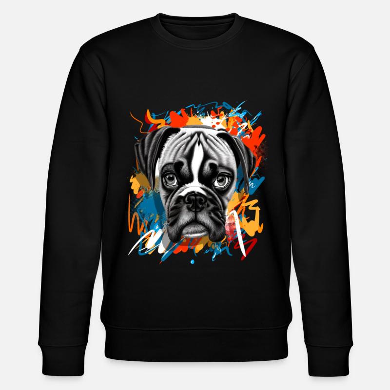 Boxer Hund - Stanley/Stella Unisex Bio-Sweatshirt CHANGER  - Schwarz