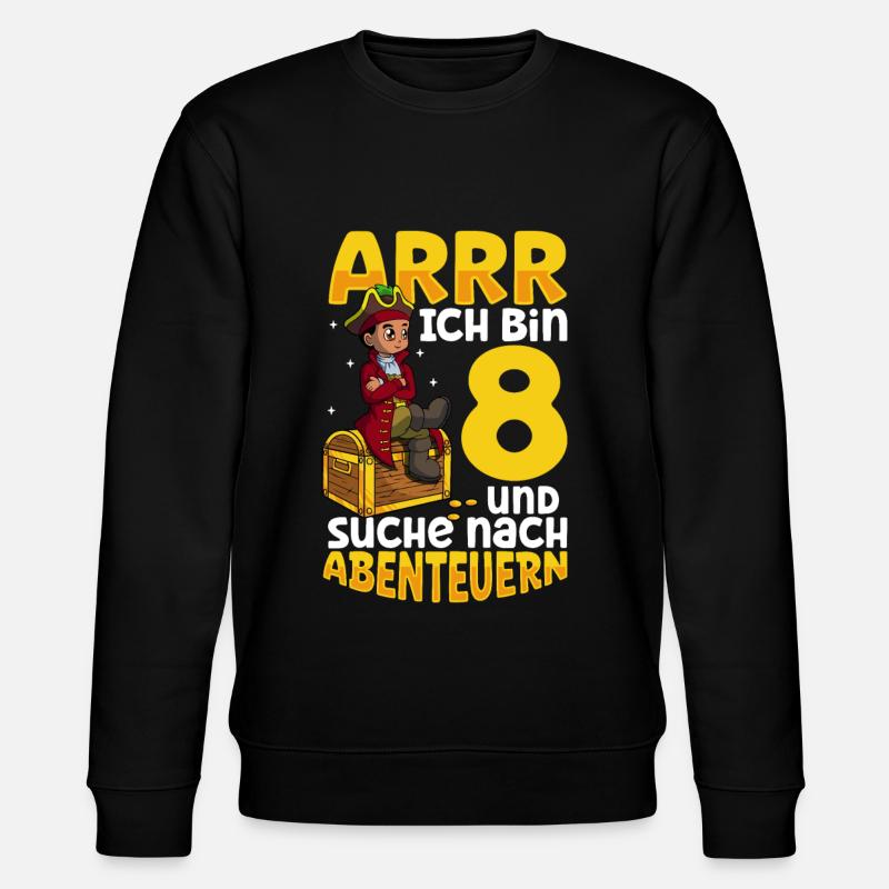 Ich bin 8 - Jungen Pirat - Stanley/Stella Unisex Bio-Sweatshirt CHANGER  - Schwarz