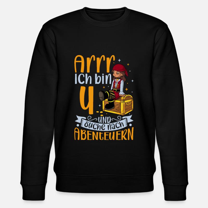 Ich bin 4 - Mädchen Pirat - Stanley/Stella Unisex Bio-Sweatshirt CHANGER  - Schwarz