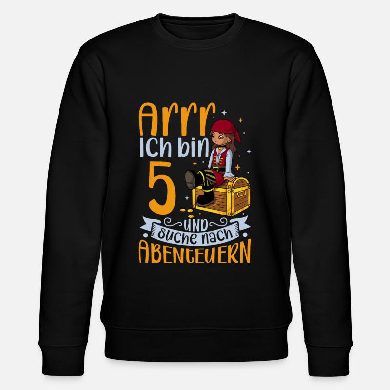 Ich bin 5 - Mädchen Pirat - Stanley/Stella Unisex Bio-Sweatshirt CHANGER  - Schwarz