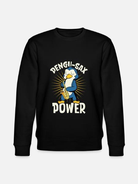 Pengu-Sax Power - Penguin on saxophone - Stanley/Stella CHANGER Unisex Organic Sweatshirt - black