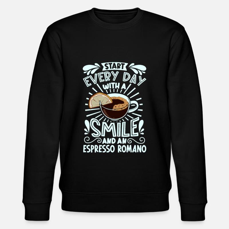 Smile with Espresso Romano - Stanley/Stella CHANGER Unisex Organic Sweatshirt - black
