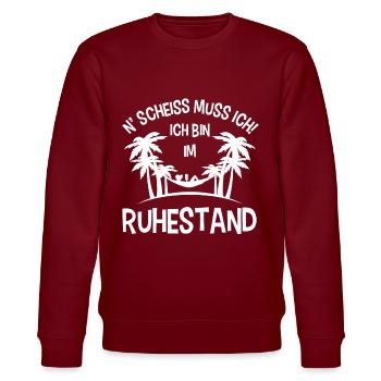 Ich bin im Ruhestand N' Scheiss muss ich Rentner - Stanley/Stella Unisex Bio-Sweatshirt CHANGER  - Burgunderrot - Vorne - Nik (191cm) & Marisol (170cm)