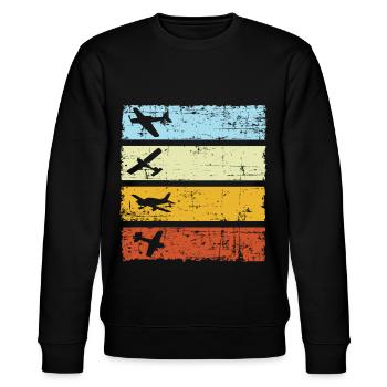 Modellflug Modellflieger retro vintage Modellflug - Stanley/Stella Unisex Bio-Sweatshirt CHANGER  - Schwarz - Vorne - Nik (191cm) & Marisol (170cm)