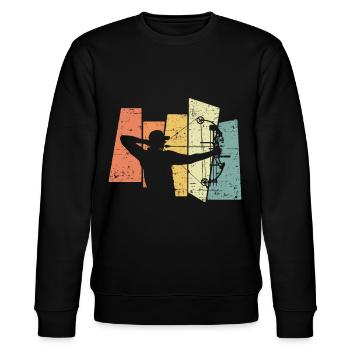 Archery Arrow Bow Vintage Retro - Stanley/Stella Unisex Bio-Sweatshirt CHANGER  - Schwarz - Vorne - Nik (191cm) & Marisol (170cm)