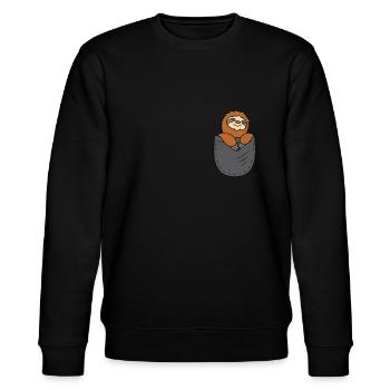 Sloth Pocket Funny Sloth In Pocket - Stanley/Stella Unisex Bio-Sweatshirt CHANGER  - Schwarz - Vorne - Nik (191cm) & Marisol (170cm)