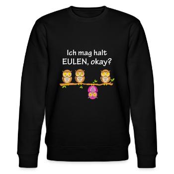 Ich Mag Halt Eulen Okay - Stanley/Stella Unisex Bio-Sweatshirt CHANGER  - Schwarz - Vorne - Nik (191cm) & Marisol (170cm)