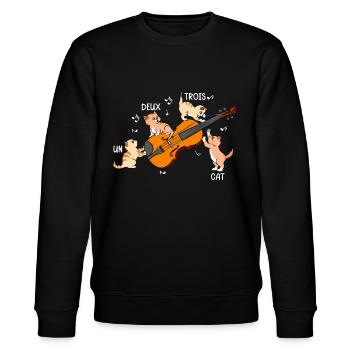 Wortspiel Mieze Katze Französisch Geige Violine - Stanley/Stella Unisex Bio-Sweatshirt CHANGER  - Schwarz - Vorne - Nik (191cm) & Marisol (170cm)