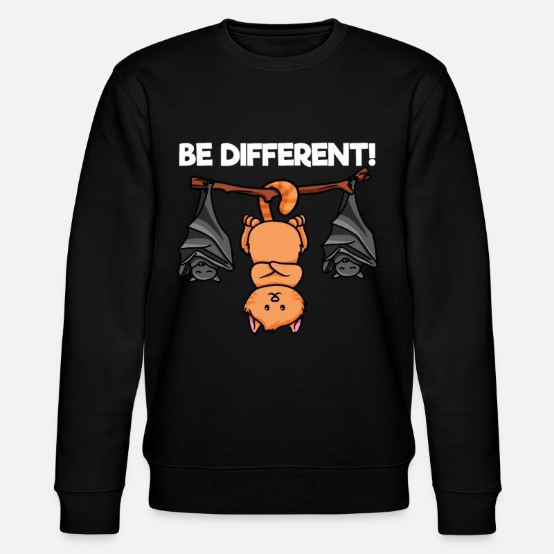Be Different Katze mit Fledermäusen - Stanley/Stella Unisex Bio-Sweatshirt CHANGER  - Schwarz