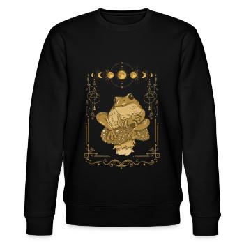 Dark Academia Cottagecore Goblincore Frog Mushroom - Stanley/Stella CHANGER Unisex Organic Sweatshirt - black - Front - Nik (191cm) & Marisol (170cm)