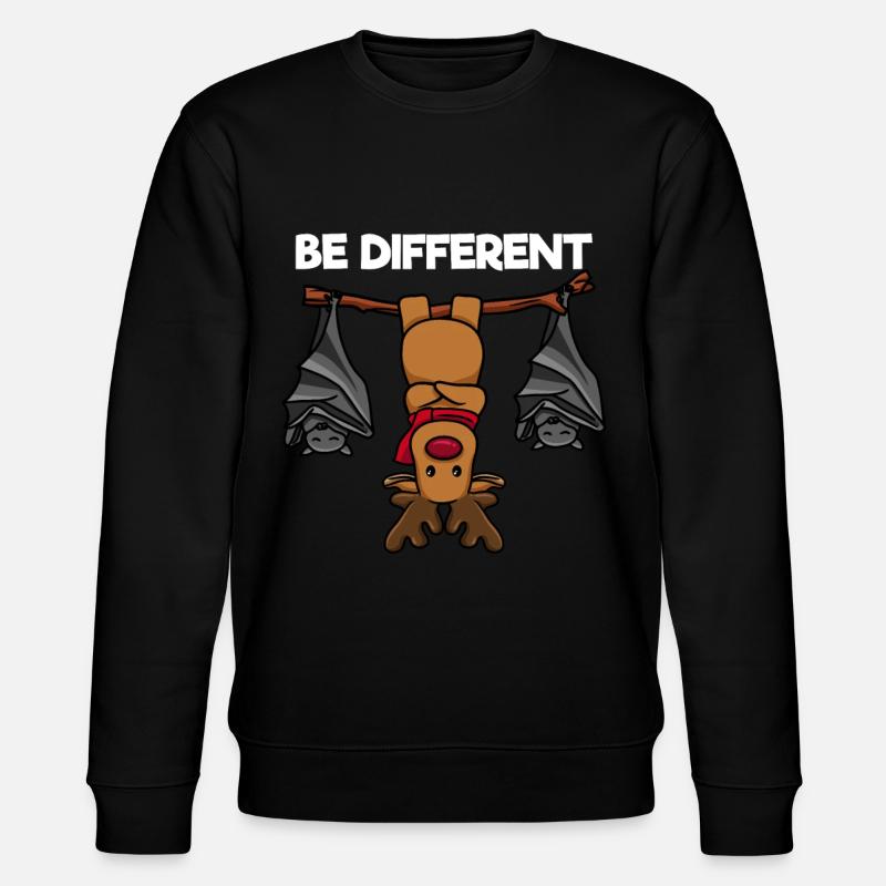 Be Different Rentier Fledermäuse Weihnachten - Stanley/Stella Unisex Bio-Sweatshirt CHANGER  - Schwarz