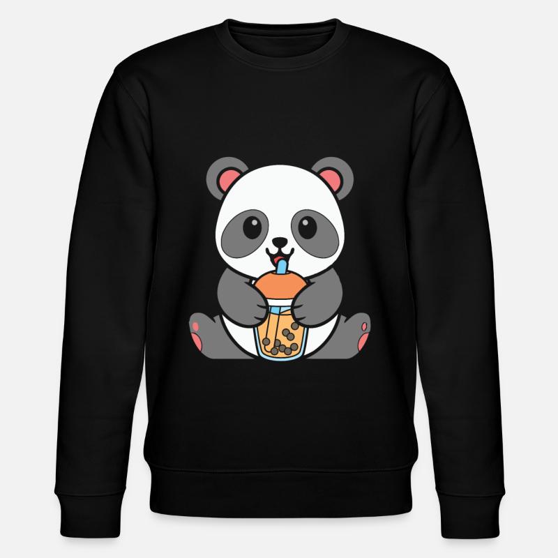 Bubble Tea Panda - Stanley/Stella Unisex Bio-Sweatshirt CHANGER  - Schwarz