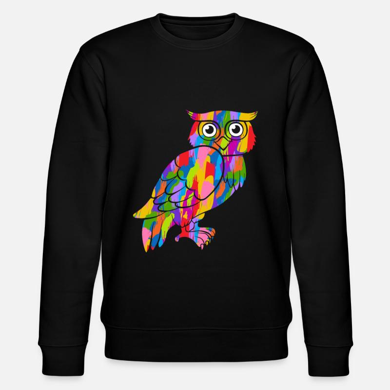 Eule Bunt - Stanley/Stella Unisex Bio-Sweatshirt CHANGER  - Schwarz