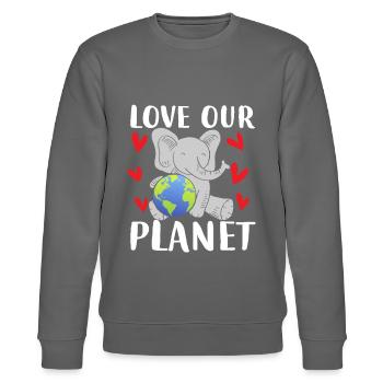 Love Our Planet Elephant Earth - Stanley/Stella Unisex Bio-Sweatshirt CHANGER  - Burgunderrot - Vorne - Nik (191cm) & Marisol (170cm)